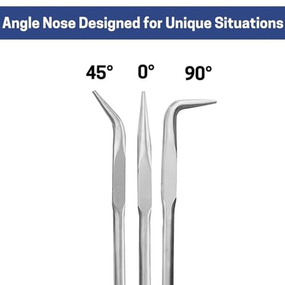 3 PCS 16 Inch Long Needle Nose Pliers Set, Extra Long Reach Pliers Set with 45°, 90° Bent and Straight Nose Pliers for Narrow Spaces