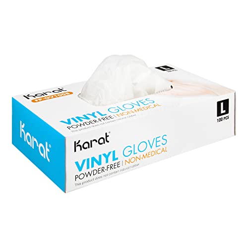 Karat [Large - 1,000 ct] Clear Vinyl Disposable Gloves, Powder-Free, Great Fit, Tear-Resistant for Multi-Purpose (FP-GV1008) - color: Clear, size: Large