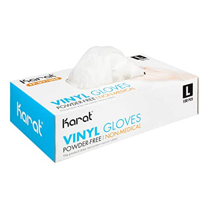 Karat [Large - 1,000 ct] Clear Vinyl Disposable Gloves, Powder-Free, Great Fit, Tear-Resistant for Multi-Purpose (FP-GV1008) - color: Clear, size: Large