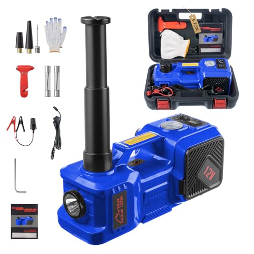 Electric Car Jack Kit with Hydraulic Lift 5-Ton, Tire Inflator Heavy-Duty 12V Floor Jack for Sedans,SUVs,MPVs & Trucks.Ideal for Tire Changes & Garage Repairs (Without Wrench) - color: Blue, style: without Wrench