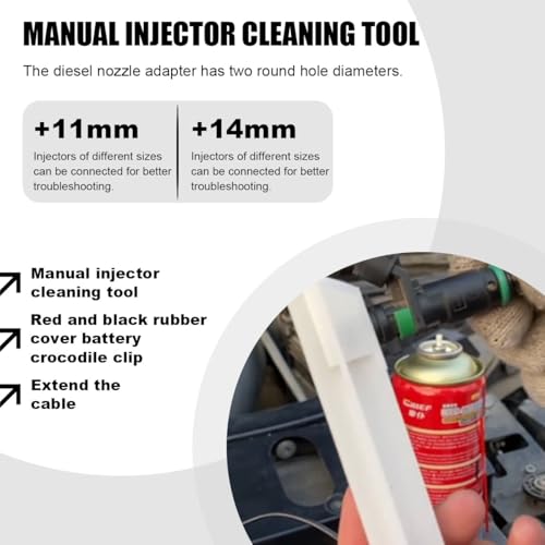 12V Car Fuel Injector Flush Cleaner Adapter Kit, Car Diesel Gas Injector Nozzles Adapter DIY Cleaning Tool Set with Test Lead for Fuel Pump Pressure Test, Universal for Fuel Injector Tester