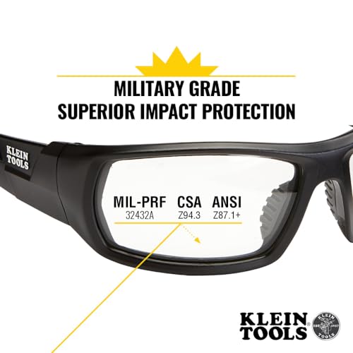 KLEIN TOOLS 60537 Safety Glasses, Professional PPE Protective Eyewear with Full Frame, Scratch Resistant and Anti-Fog, Indoor/Outdoor Lens - style: Indoor/Outdoor Lens