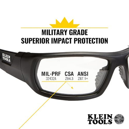KLEIN TOOLS 60537 Safety Glasses, Professional PPE Protective Eyewear with Full Frame, Scratch Resistant and Anti-Fog, Indoor/Outdoor Lens - style: Indoor/Outdoor Lens