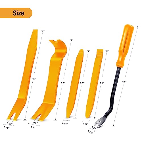 GOOACC 5 PCS Nylon Auto Trim Removal Tool Kit No-Scratch Removal Tool Kit for Car Clip Panel & Audio Dashboard Dismantle Yellow - color: Yellow, size: 5Pcs