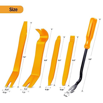 GOOACC 5 PCS Nylon Auto Trim Removal Tool Kit No-Scratch Removal Tool Kit for Car Clip Panel & Audio Dashboard Dismantle Yellow - color: Yellow, size: 5Pcs