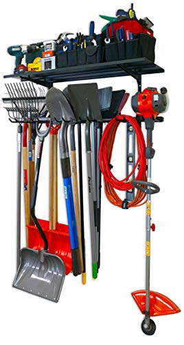 StoreYourBoard Tool Max Garage Storage Rack Shelf – Adjustable Wall Mount Garage Tool Organizer, Heavy Duty Steel Tool Rack with Shelf, Holds up to 300 lbs - style: Tool Rack + Shelf
