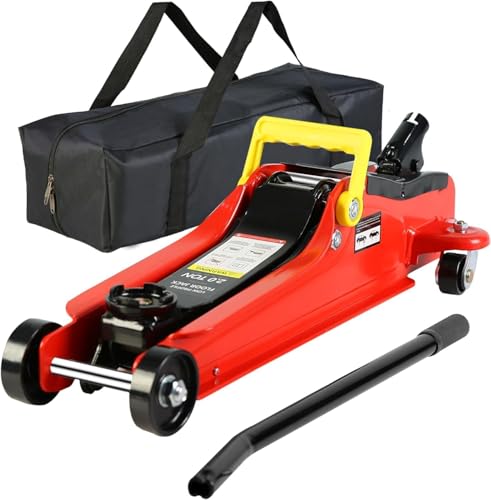 2 Ton Low Profile Floor Jack, Heavy Duty With Single Piston Quick Lift Pump, Steel Car Jack Adjustable Height 3.3"-15.2", Hydraulic Trolley 4000 LBS Capacity, Red - color: Red - 2 Ton(Single Pump), Lift 3.3"-15.2"