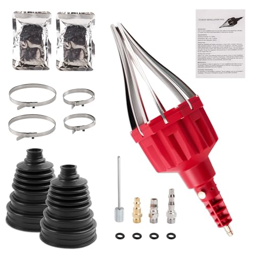 Upgrade Universal CV Joint Boot Installation Tool Kit w/ 2 CV Boots, Fits 26mm-34mm Shafts, Premium Silicone, Seals Out Dirt & Moisture, w/Stainless Steel Clamps, For Cars/Trucks - size: Kit 3