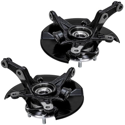Detroit Axle - 4pc Front Steering Knuckles Kit for 06-11 Honda Civic, 2 Disc Brake Calipers w/Bracket 2 Steering Knuckles & Wheel Bearing Hubs 2006 2007 2008 2009 2010 2011 Replacement - size: 4BU47731/Kit