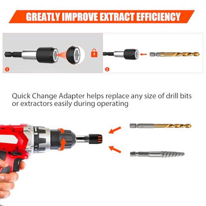 11 Pcs Screw Extractor Set,Left Hand Drill Bit,Bolt Screw Extractor Kit | High-Hardness,Wear Resistance,Easy Out Screw,Stocking Stuffers for Men,with Portable Case,Gifts for Adults Him,Home DIY
