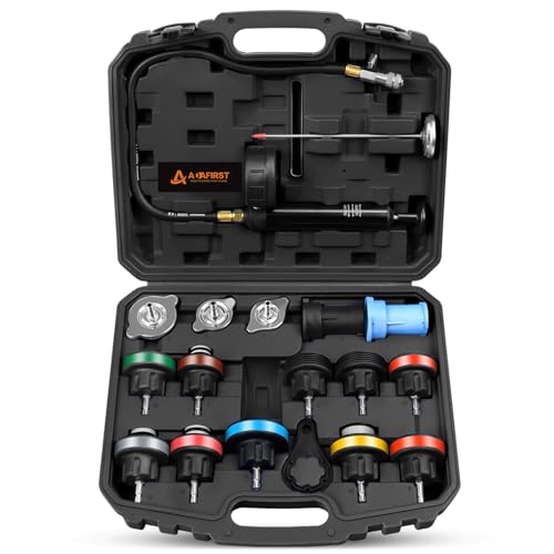 Radiator Pressure Tester Kit, 18PCS Automotive Water Tank Manual Pump Pressure Test Tool and Adapters Work on Cooling System Leak Down Detection for Cars Motorcycles Trucks Airlifts, Black - color: Black Case