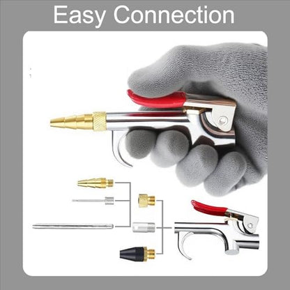 24Pcs Pneumatic Accessory Kit,Pneumatic Blow Gun Parts Set | For Dust Cleaning and Blowing,With 1/4" NPT Quick Connect Coupler, valve adapters, nozzles, nipples, inflator set,etc.