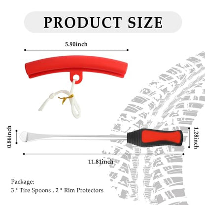 carleef Tire Spoons Lever Tool Set,Tire Changing Tools Include 3PCS Tire Spoons + 2PCS Rim Protectors,Universal Tire Changing Kit Automotive Tools for Motorcycle,Dirt Bike,Lawn Mower