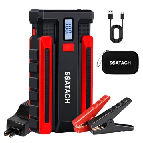 Scatach 4000A Car Battery Jump Starter, 12V Jump Starter Battery Pack (up to 10.0L Gasoline and 8.0L Diesel Engine), Portable Jump Box with Jumper Cable, LED Display, LED Light
