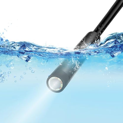 Endoscope Camera with Light, Borescope Tools with 6 Adjustable Led Lights, Endoscope with Semi-Rigid Snake Camera, Ip67-waterproof Inspection Borescope for Phone -16.4ft Dual-Lens (Soft Cord, 1m)