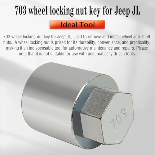 JL 703 for 27mm Nuts, Wheel Locking Nut Key for Jeep (JL) Dodge | Wheel Lock Nut Socket Adapter, Anti-Theft Lug Nut Removal Tool, Anti-Theft Screw Remover, Repair Tool, Tyre Fitting, garage - size: 703