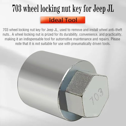 JL 703 for 27mm Nuts, Wheel Locking Nut Key for Jeep (JL) Dodge | Wheel Lock Nut Socket Adapter, Anti-Theft Lug Nut Removal Tool, Anti-Theft Screw Remover, Repair Tool, Tyre Fitting, garage - size: 703