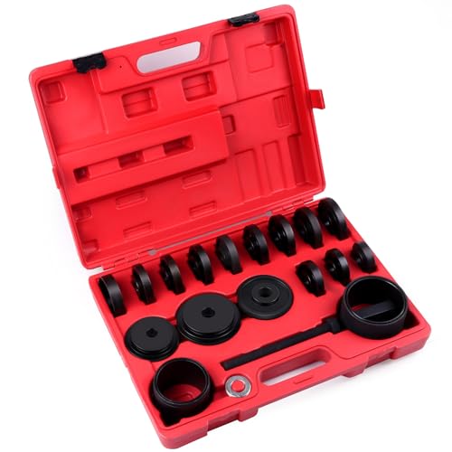 SCITOO Wheel Bearing Press Kit for Front Wheel Drive Bearing Removal & Installation, 22pcs Wheel Bearing Puller Tool Set with Sliding Screws Universal Bushings Sleeves Storage Case