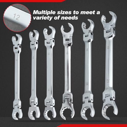 Flex Head Flare Nut Wrench 10 * 12mm Flare Nut Wrench Set Metric Flare Tool Double Flexible Flare Nut Line Wrench Flare Tool Flex Tools 40Cr for Automotive Repairs Plumbing Repairs - style: 10*12mm