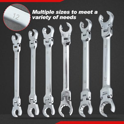 Flex Head Flare Nut Wrench 10 * 12mm Flare Nut Wrench Set Metric Flare Tool Double Flexible Flare Nut Line Wrench Flare Tool Flex Tools 40Cr for Automotive Repairs Plumbing Repairs - style: 10*12mm