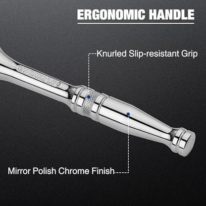 WORKPRO 3/8-Inch Drive Ratchet, Quick-Release 72-Tooth Ratchet Wrench | Reversible 3/8 Drive Ratchet Handle, Chrome Alloy Made, Cr-Mo Head, Full Polished - size: 3/8"