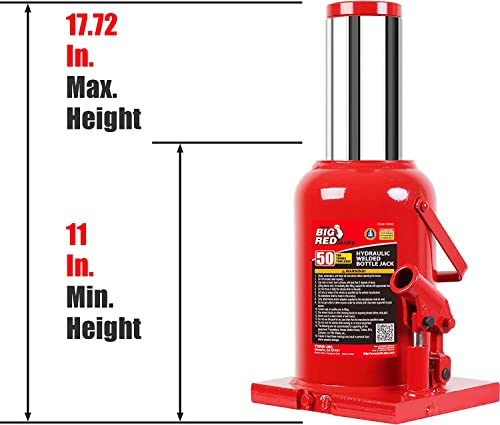 BIG RED 50 Ton (100,000 LBs) Torin Welded Hydraulic Car Bottle Jack for Auto Repair and House Lift, Red, TAM95007 - size: 50 Ton (100,000 LBs), style: 50 Ton (100,000 LBs)Heavy Duty