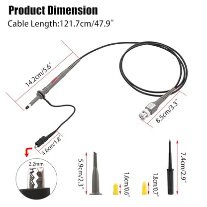 Sumnacon 4Pcs 100 MHz 300V DC High Sensitivity Oscilloscope Clip Probe 10:1 and 1:1 Switchable with Mini Alligator Clip and Ground Lead