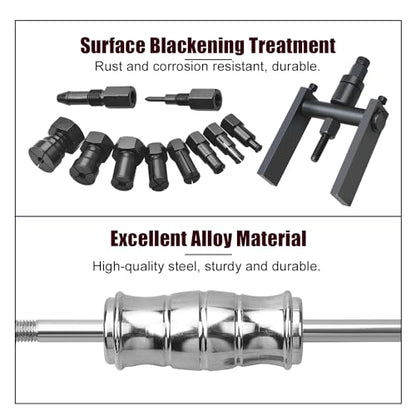 LainKeen 12pcs Motorcycle Blind Hole Bearing Puller Set 8-32MM | Internal Bearing Extractor, Slide Hammer, Two-Jawed Puller, Expandable Collets, Pilot Inner Bearing Removal Tool - size: 12PC (8-32mm)