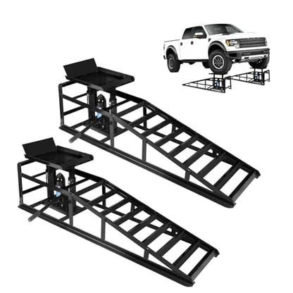 5T 11000lbs 2-Pack Hydraulic Car Ramps,Hydraulic Vehicle Ramps Assemble Easily,Automotive Ramps for Oil Changes,Low Profile Car Ramp for Home Garage, Auto Garage Repair. - color: Black