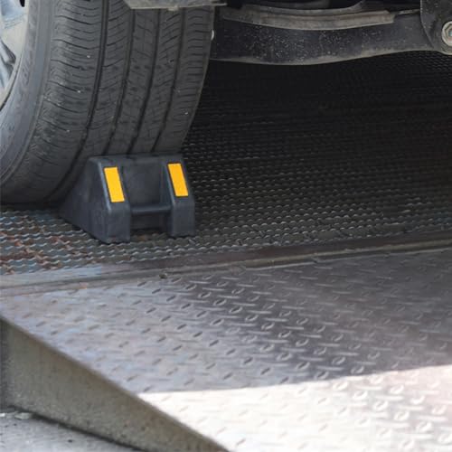 8 Pack Wheel Chocks,Heavy Duty Wheel Wedge with Handle and Yellow Reflective Strip, Solid Rubber Heavy Duty Black for RV Trailer Camper Truck Car Aircraft Boat