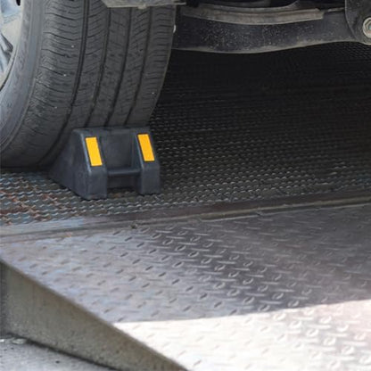 8 Pack Wheel Chocks,Heavy Duty Wheel Wedge with Handle and Yellow Reflective Strip, Solid Rubber Heavy Duty Black for RV Trailer Camper Truck Car Aircraft Boat