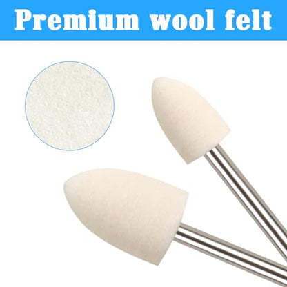 40Pcs Polishing Bits 1/8 Inch Shank Wool Polishing Points Cone Shape Wool Buffing for Dremel Rotary Tool (6mm/8mm/10mm/12mm)