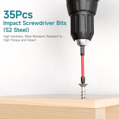 35Pcs Impact Driver Bits Set with a Storage Case | 28 Magnetic Screwdriver Bits, 3 Hex Countersink Drill Bits, 3 Sockets, Quick Change Chuck for Power Screwdrivers Electric - style: 28 Screwdriver Bits, 3 Countersink Drill Bits, 3 Sockets,1 Change Chuck