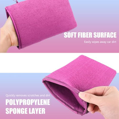 2 PCS Clay Mitt, Scratch-Free Microfiber Clay Towel Mitt for Car Detailing & Polishing, Auto Detailing Bar Glove Washing Mitts for Paint Glass Wheels, Car Accessories (Purple)