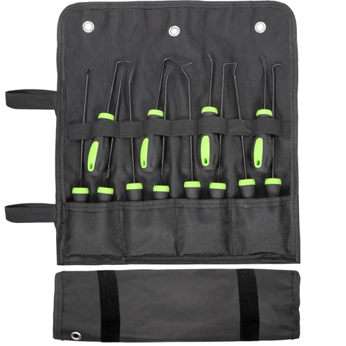 Doaho 12PCS Automotive Hook and Pick Tool Set,Long & Mini Precision Puller Remover Tool Kit for Auto O-Ring,Seal & Gasket Removal,Mechanic Professional Tools,Car Repair Essentials - color: Green-12 Pcs Hook and Pick Tool Set