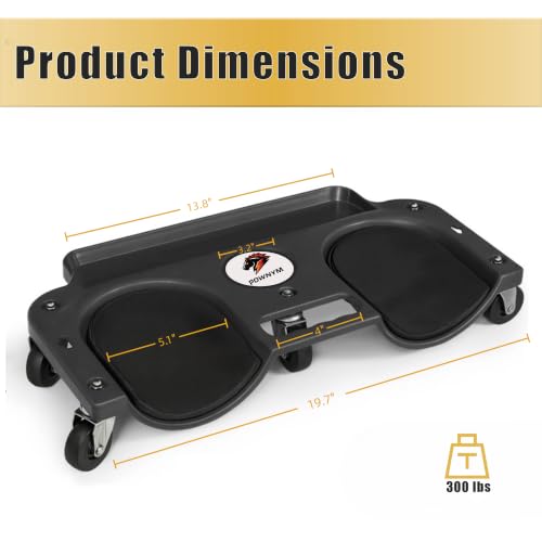 Rolling Knee Creeper/Pads with Swivel Castors, Tool Tray, High-Impact Frame | Built-in Tool Tray; Cushioned Pads; ABS Frame; Applications(Auto Shop/Workshop/Flooring/Painting/Landscaping)