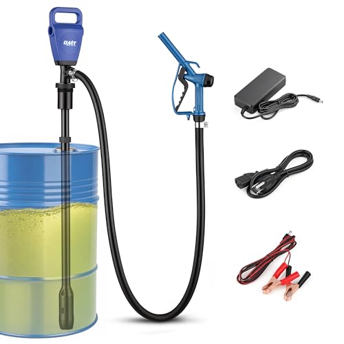 Orion Motor Tech Electric Drum Barrel Pump, 7 GPM Dual Power AC 100–240V & 12V DC Drum Pump for 55 Gallon Drums & 275 Gallon IBC Totes, Fuel Transfer Pump for Diesel DEF Water Antifreeze - color: Blue Electric Reinforced PP Pump
