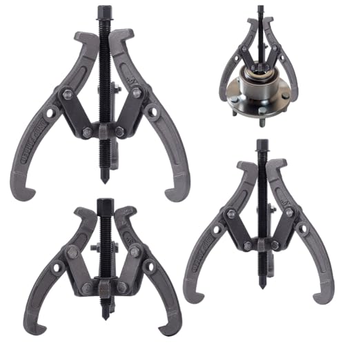 NBEADS 3 Sets 3-Jaw Bearing Puller Kits, 3 Sizes Iron Puller Kit Gear Bearing Flywheel Removal Tool for Automobile Machinery Maintenance, Assembly Required, Gunmetal