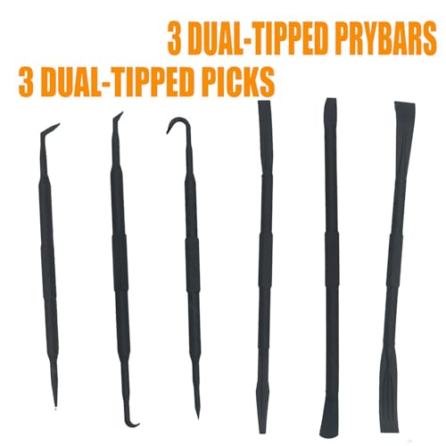 6-Piece Non-Marring Pick and Pry Bar Set for O-Rings, Seals, Gaskets, and Trim on Automotive and Electronics Equipment