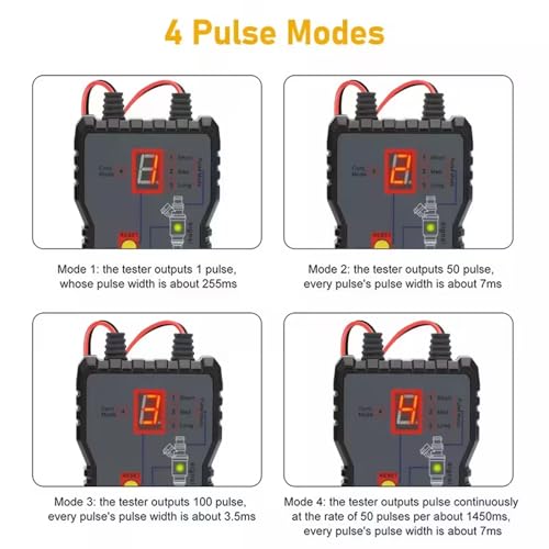 Universal Fuel Injector Tester and Cleaner Tool Kit, 4 Pulse Modes, Dual Channel for 2 Injectors, 12V/5V, with Adapters, DIY Diagnostic & Cleaning for Cars Motorcycles EFI Gasoline Engines