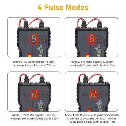 Universal Fuel Injector Tester and Cleaner Tool Kit, 4 Pulse Modes, Dual Channel for 2 Injectors, 12V/5V, with Adapters, DIY Diagnostic & Cleaning for Cars Motorcycles EFI Gasoline Engines