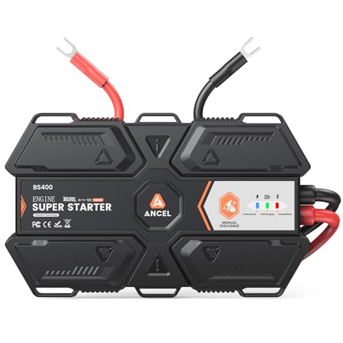 ANCEL BS400 Engine Super Starter - Permanently Connected Jump Starter with Super Capacitor, Proactive Car Battery Maintainer & Smart Monitor, -40℉~176℉ UltraSafe Battery Booster for 6.0L/6.0T Vehicles - color: Black