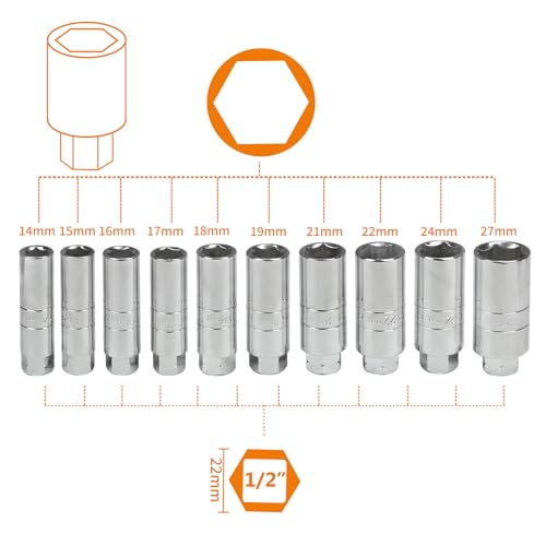 43PCS Steering Hub Suspension Shock Absorber Strut Nut Removal Tool Socket Set - size: 43pcs