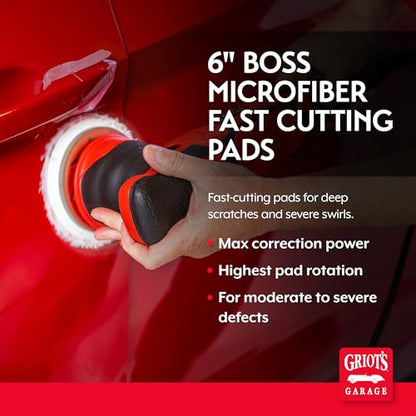 Griot's Garage BOSS Microfiber Fast Cutting Pads for Car Detailing, Polishing and Maximum Paint Correction, Orbital Polisher Buffing Pads, 6”, Set of 2 - size: 6 Inch Pads (Set of 2)