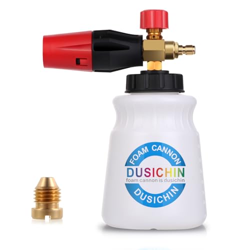 DUSICHIN Foam Cannon Snow Foam Car Washer 4000 PSI Pressure, Wide Neck Adjustable Nozzle 1L Container Additional 1.04mm Orifice Nozzle Soap Cannon for Sprayer Gun DUS2401