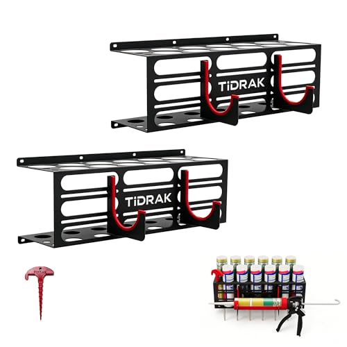 Caulking Gun Holder Wall Mount, Metal Caulking Gun & Sealant Holder - 12-Tube Capacity with Gun Storage, Tool Organizer for Garage, Workshop & Work Van (2 Pack) - color: 2pack 12-holder (24 Tubes,2 Guns)