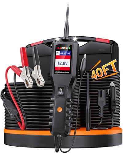 ANCEL PB100 Automotive Power Circuit Probe, 12-24 VDC Car Electrical Diagnostic Tool, AC/DC Voltage Current Resistance Short Detection, Trailer Fuse Tester, Digital Voltmeter Ohmmeter, 40FT Cables - color: Red-Black