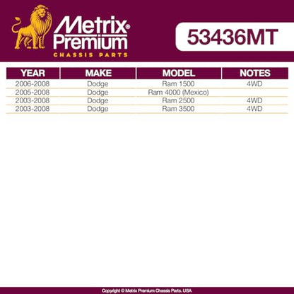 Metrix Premium Chassis Parts - Pitman Arm Fits 06-08 Dodge Ram 1500 4WD, 05-08 Ram 4000 (Mexico), 03-08 Ram 2500 4WD, 03-08 Ram 3500 4WD, Replacement K440002, Made in Europe