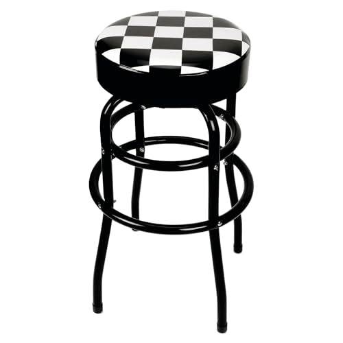 Performance Tool W85023 28-1/2-Inch Checkerboard 360 Degree Swivel Stool, Heavy Duty Steel Frame Is Perfect for Home, Bar and Shop - style: Checkerboard Swivel Bar Stool