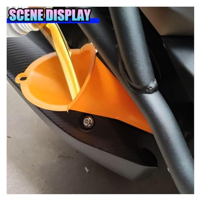 3PCS Automotive Funnels Set, Wide Mouth Plastic Fuel Funnel with Long Neck, Flexible Right Angle Funnel with Detachable Spout, Filter, Hand Siphon Pump, for Gasoline/Coolant/Engine Oil (Orange)